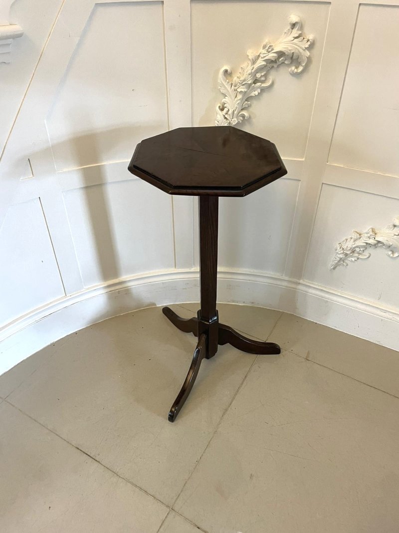 Unusual Antique George l Quality Burr Oak Candle/Lamp Stand